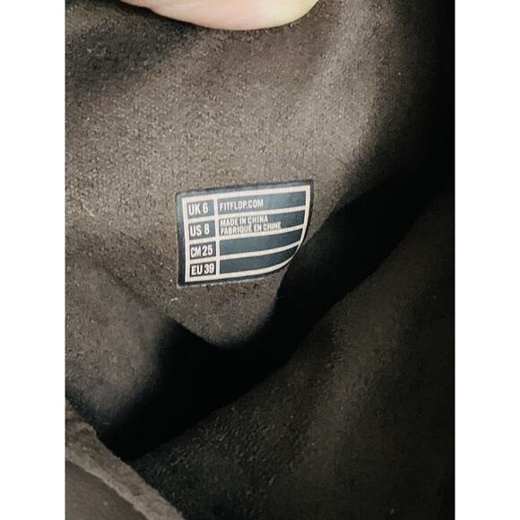 FitFlop Crush Dark Brown Mid Calf Boots Women’s 8 Side Zip Inside Leather Peel - Picture 8 of 8